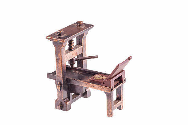 First printing press by Gutenberg-isolated stock photo