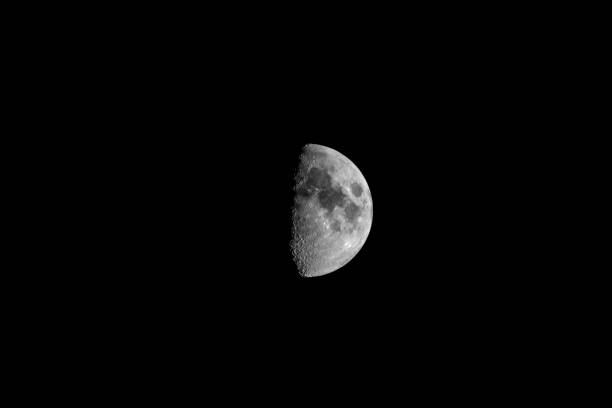 First Quarter Phase of the Moon stock photo