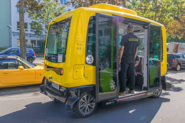 First self-driving bus stock photo