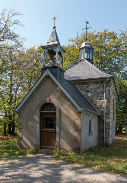 Fischbach chapel on the Fagnes stock photo