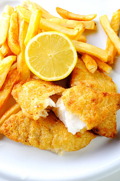 Fish & Chip Fried Fish with French Fries. fish fry stock pictures, royalty-free photos & images