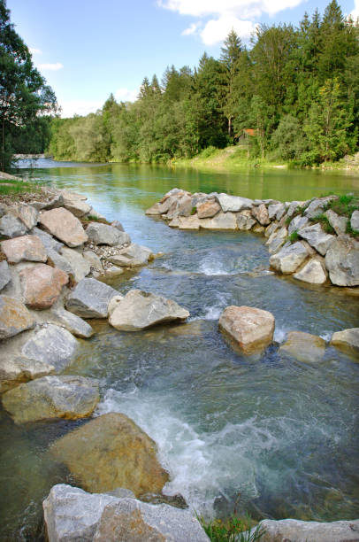 fish ladder at river Isar in Bavaria, Germany fish ladder at river Isar in Bavaria, Germany river isar stock pictures, royalty-free photos & images