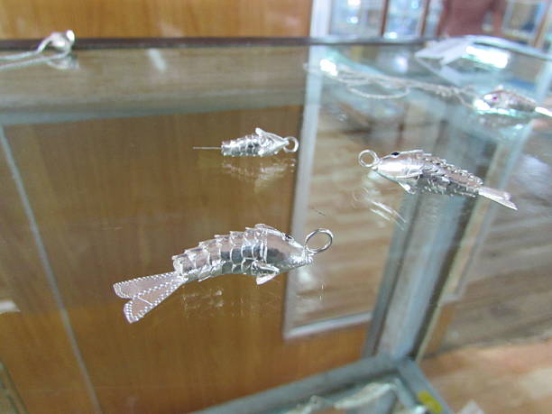 Fish silver pendant necklace stock photo