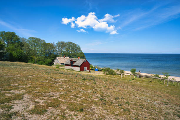fisherman's cottage in stenshuvuds nationalpark on the swedish east coast. - österlen bildbanksfoton och bilder
