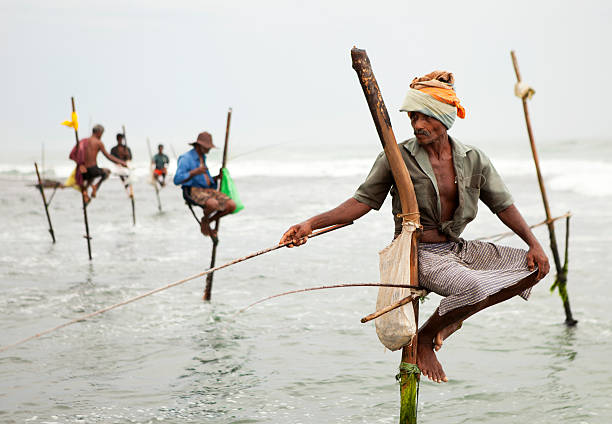 Fishermen in Sri Lanka stock photo