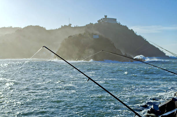 Fishing at the bay stock photo