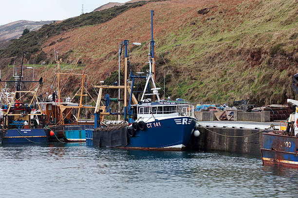 Fishing boats in Peel, Isle of Man stock photo