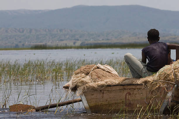 Fishing in Ethiopia, Africa. stock photo