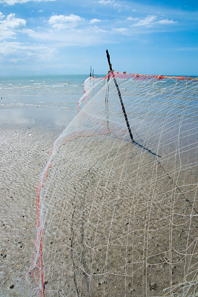 Fishing Net on the beaches at the cape in Southern of Thailand.