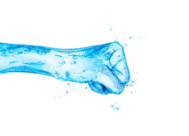 Fist hand made of water illustration concept image stock photo
