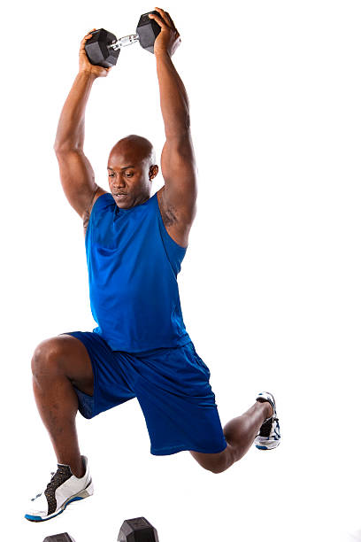Fit Man Doing A Lunge stock photo