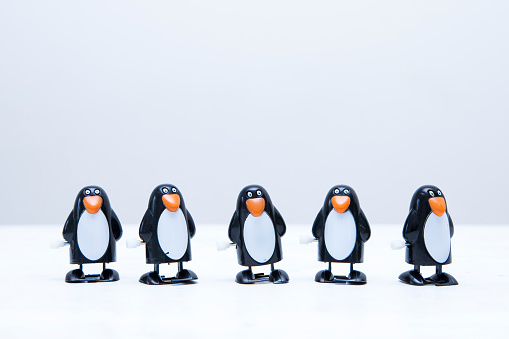 Wind-up plastic penguin toys - part of a series