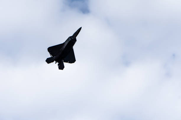 USAF F22 fkying during a air demonstration in Georgia stock photo