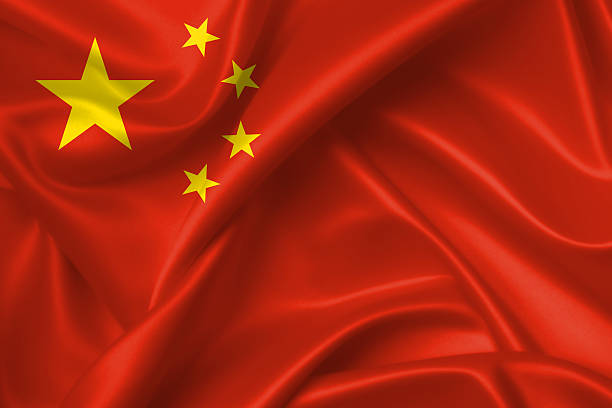 Flag of China 3D, silk texture stock photo