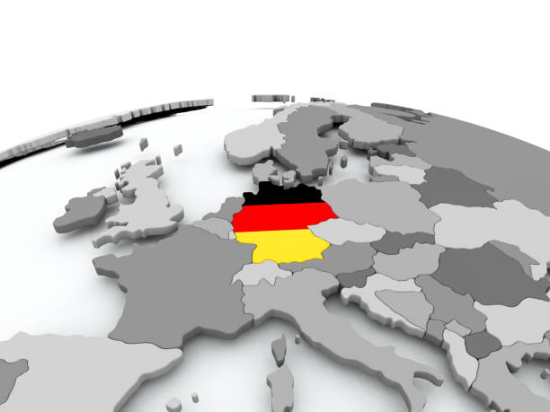 Flag of Germany on globe stock photo