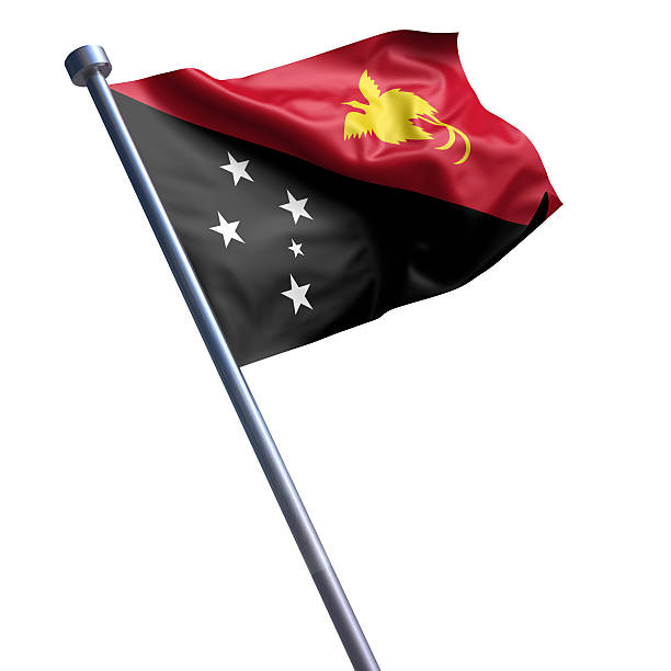 Flag of Papua New Guinea isolated on white stock photo