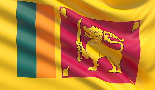 Fahne Sri Lankas Gewebt Sehr Detaillierte Stoffstruktur Stockfoto und