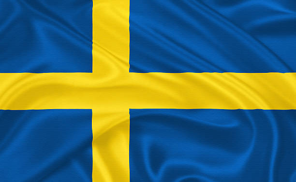 Flag of  Sweden Flag of  Sweden waving with highly detailed textile texture pattern swedish flag photos stock pictures, royalty-free photos & images