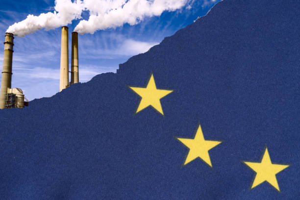 Flag of the European Union and environmental protection stock photo