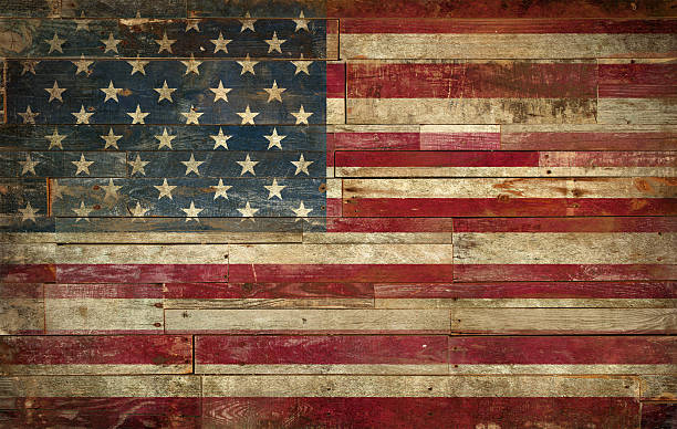 Flag of USA, painted on a grunge Wall stock photo