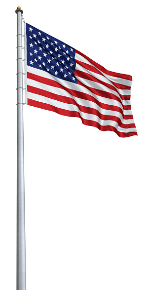 3d render Flag of the United States (isolated on white and clipping path)