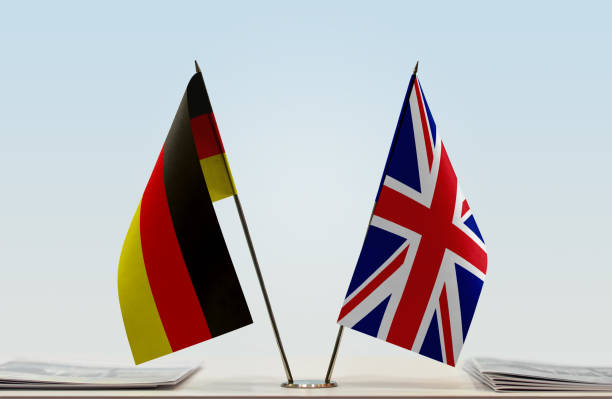 Flags of Germany and United Kingdom stock photo