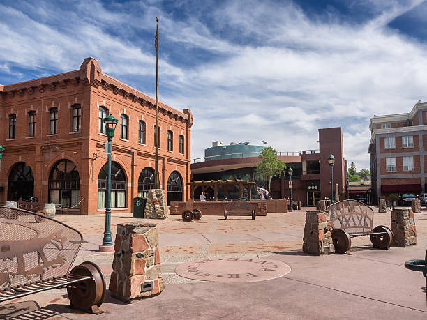 Flagstaff main square with pueblo house Flagstaff main square with pueblo house in Arizona flagstaff arizona stock pictures, royalty-free photos & images
