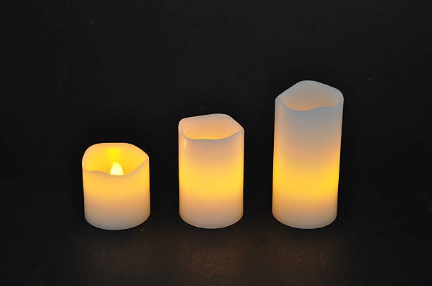 Flameless pillar candle stock photo