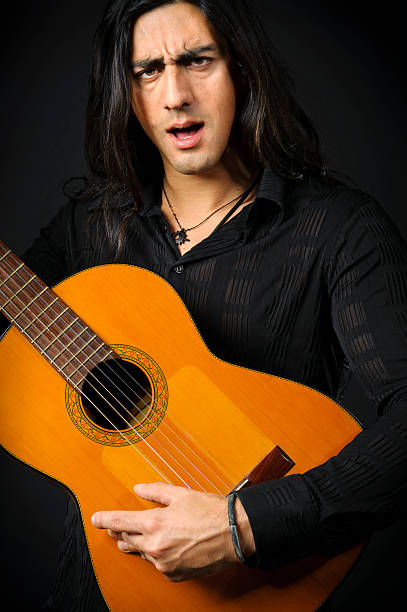 Flamenco guitarist portrait stock photo