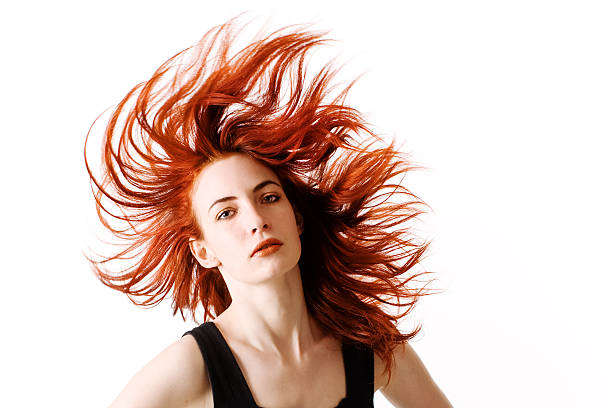 Flaming red hair stock photo