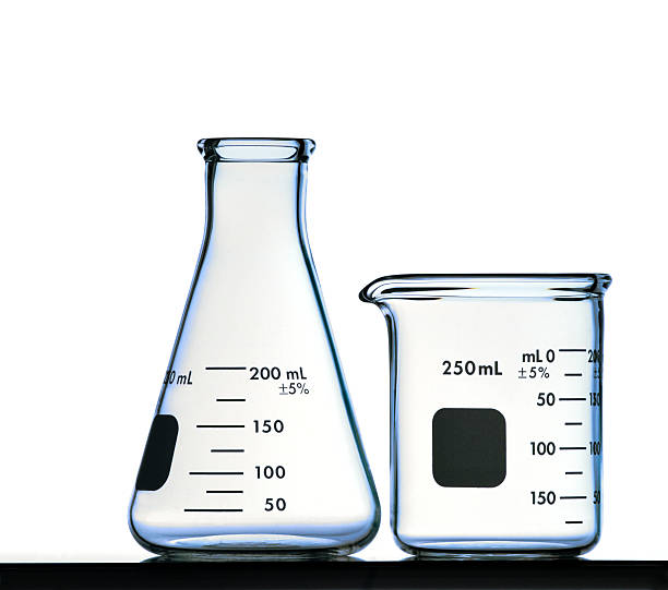Flask and Beaker Isolated on White with Clipping Path stock photo