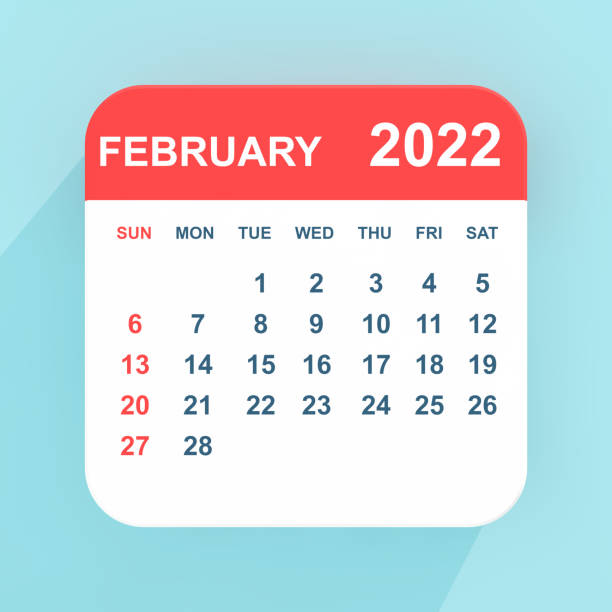 Flat Icon Calendar February 2022. 3d Rendering stock photo