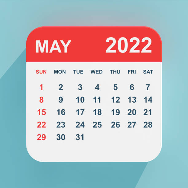 Flat Icon Calendar May 2022. 3d Rendering stock photo