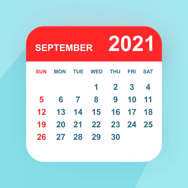 Flat Icon Calendar September 2021. 3d Rendering stock photo
