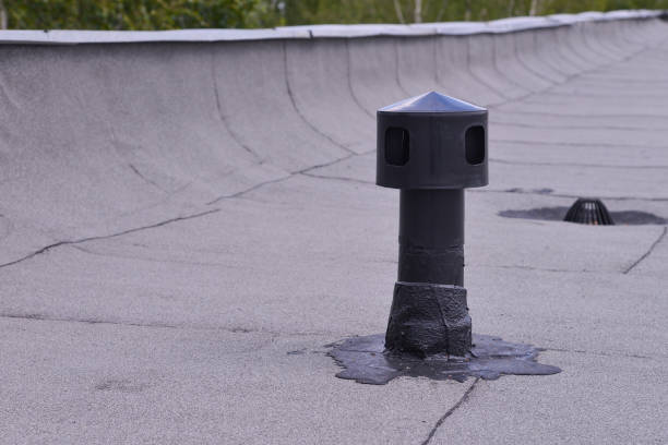 Flat roof ventilation, waterproofing ant protection . Aerator on Roofing felt. Closeup detail shoot. Flat roof ventilation, waterproofing ant protection . Aerator on Roofing felt. Closeup detail shoot tar stock pictures, royalty-free photos & images