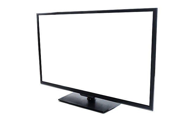 Flat screen TV with blank screen Isolated on white background stock photo