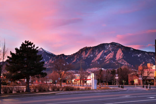 Flatirons Flatirons Mountain in Boulder, Colorado boulder colorado stock pictures, royalty-free photos & images