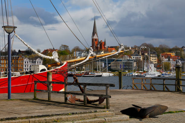 flensburg harbor, germany - sturm imagens e fotografias de stock