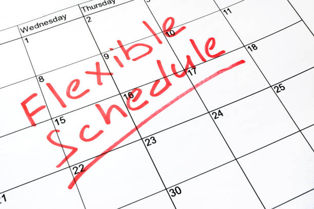 pianificazione flessibile scritta su un calendario. - flessibilità foto e immagini stock