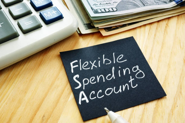 flexibele uitgaven rekening fsa teken op een zwart stuk papier. - flexibiliteit stockfoto's en -beelden