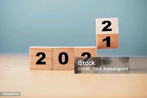 istock Flipping of wooden cube block for change 2021 to 2022 year , Preparation for merry Christmas and happy new year concept. 1306669120