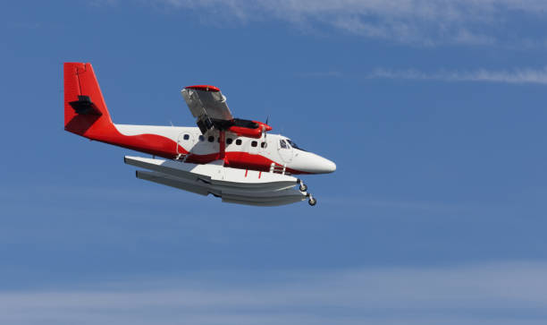 Float plane on approach stock photo
