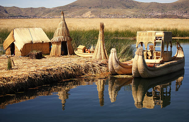 Floating Island Titicaca Peru stock photo