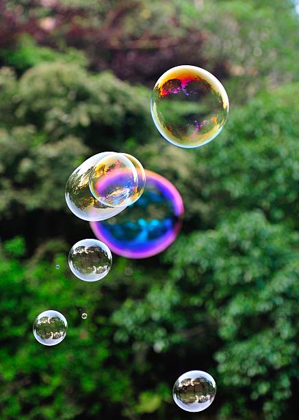 floating soap bubbles stock photo