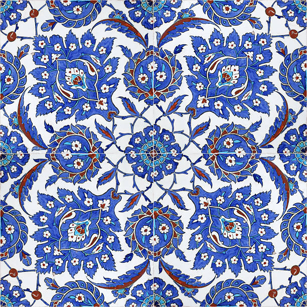 Floral patterns on Ottoman tiles, istanbul, turkey stock photo