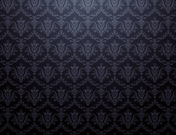 Floral wallpaper Black wallpaper with soft floral pattern royalty stock pictures, royalty-free photos & images