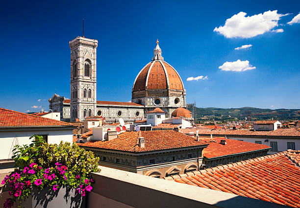 Florence Cathedral - across the rooftops  duomo santa maria del fiore stock pictures, royalty-free photos & images