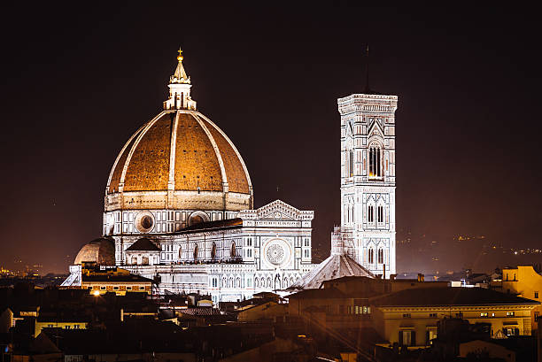 Florence Cathedral by night Florence Cathedral by night duomo santa maria del fiore stock pictures, royalty-free photos & images