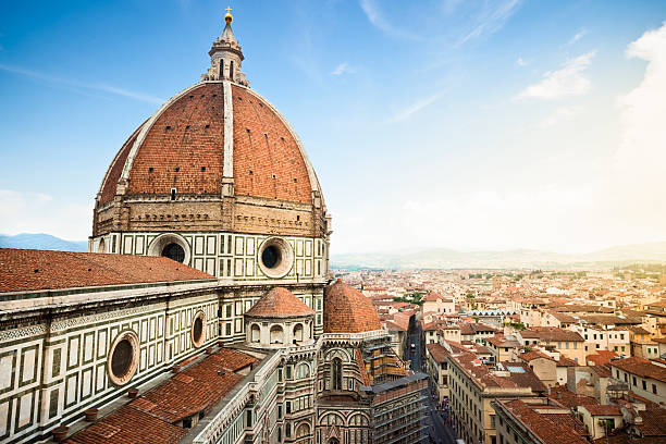 Florence Cathedral View on cityscape and the dome of the Cathedral of Florence. duomo santa maria del fiore stock pictures, royalty-free photos & images