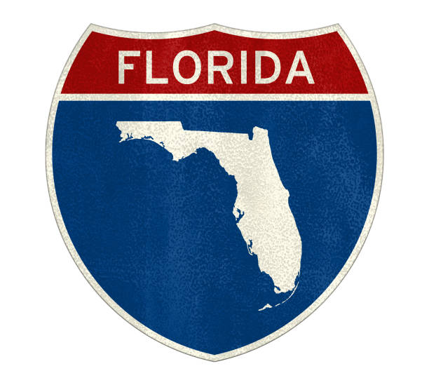 Florida Interstate road sign map stock photo